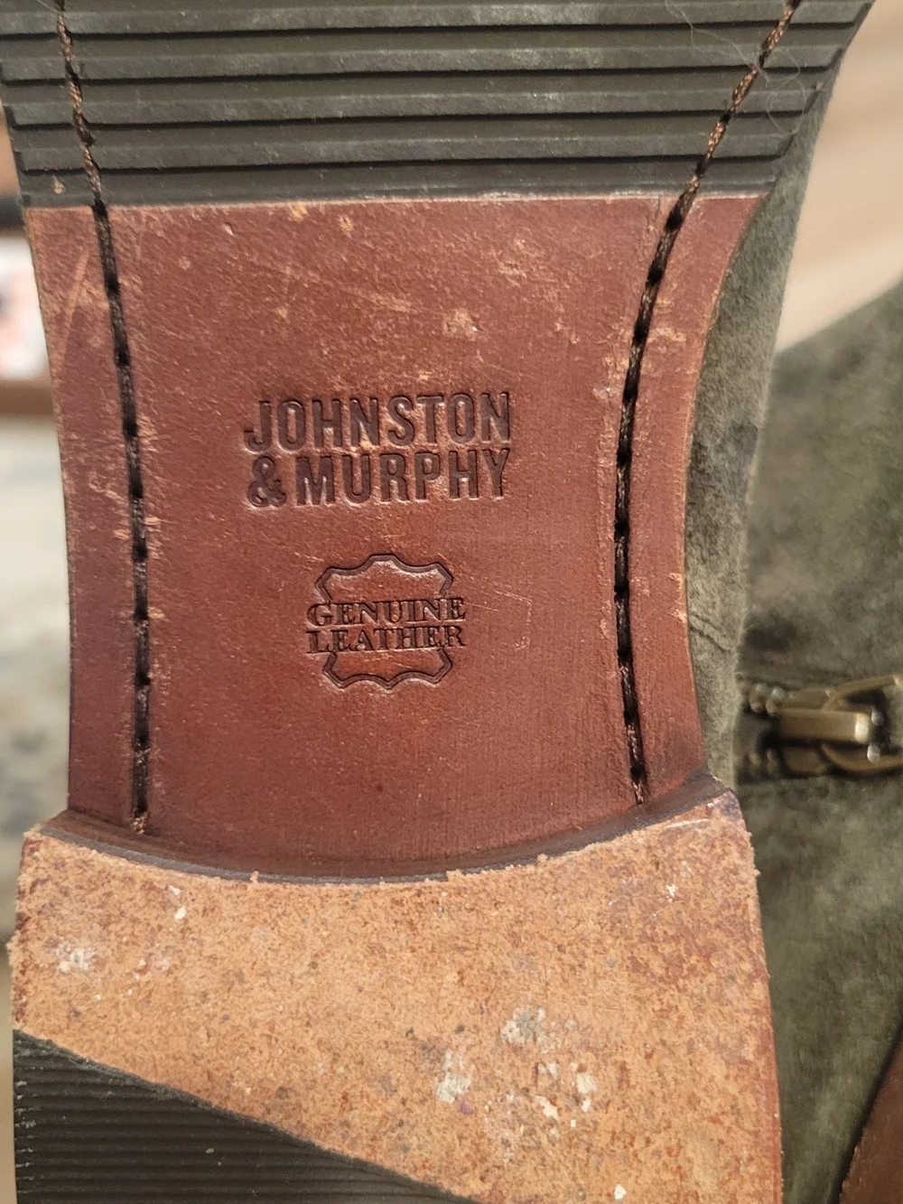 Johnston & Murphy Olive Green Suede Chelsea Booties